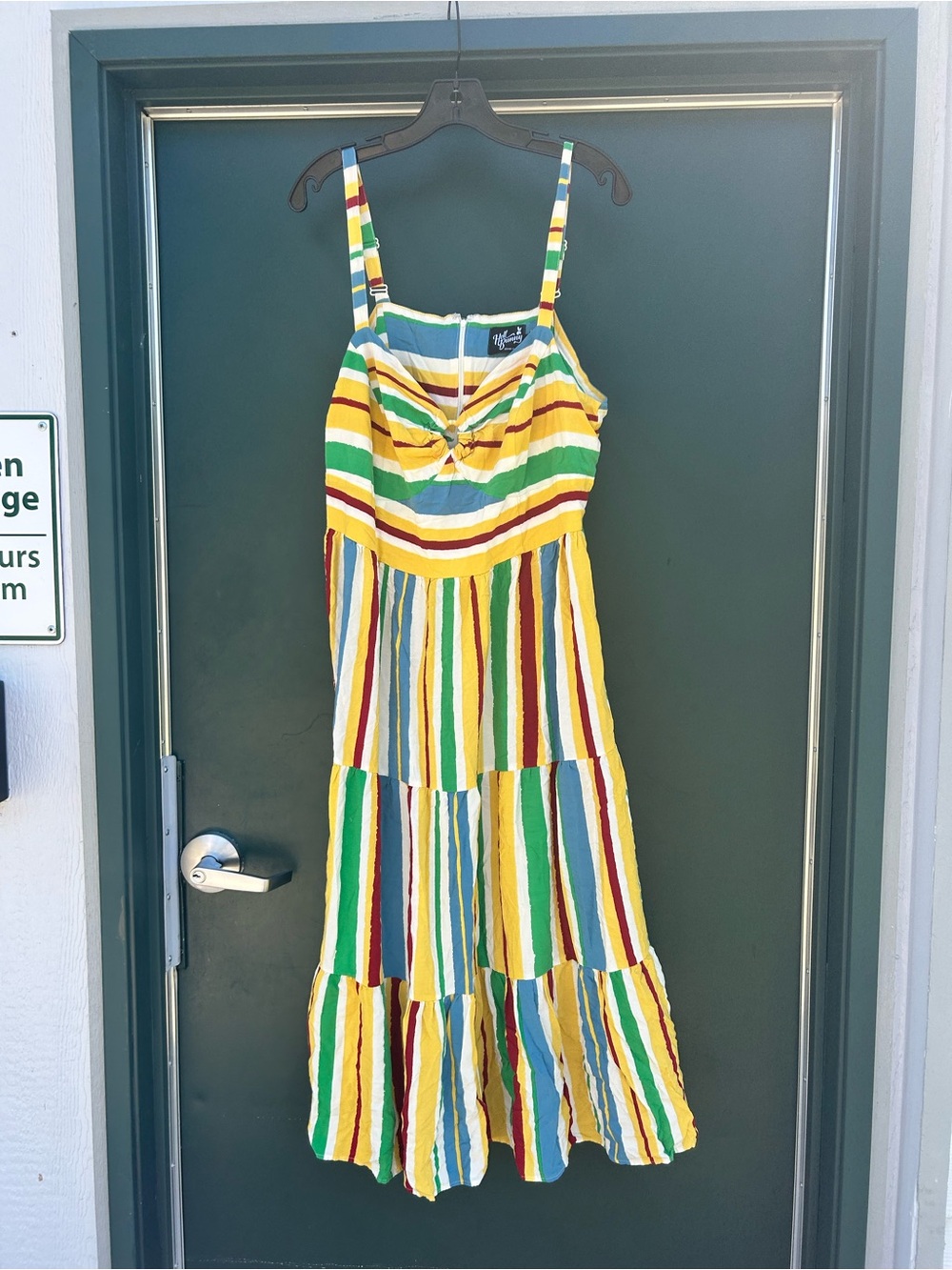 Hell Bunny Multicolor Striped Sundress in Blue, Green, Yellow & Red - Picture 4 of 13